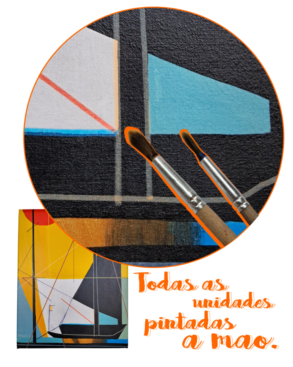 Quadro Decorativo em Acrílico Pintado a Mão Quadro Artesanal de