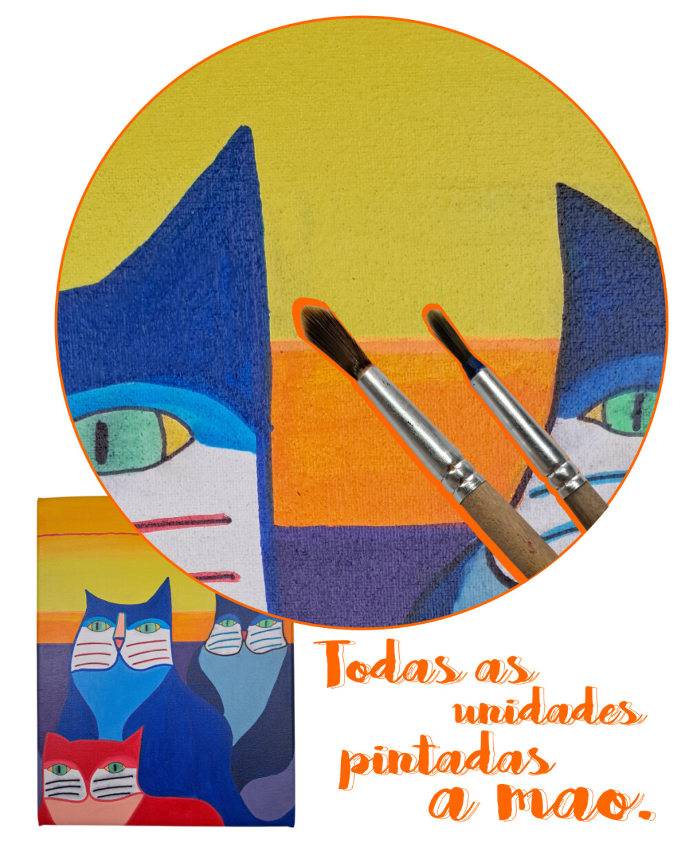 Quadro Decorativo em Acrílico Pintado a Mão Quadro Artesanal de