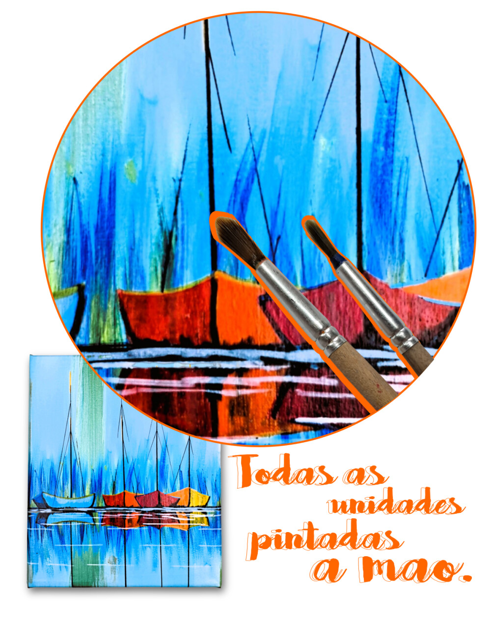 Quadro Decorativo em Acrílico Pintado a Mão Quadro Artesanal de
