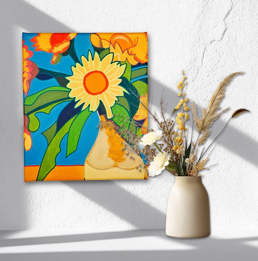 Quadro Decorativo em Acrílico Pintado a Mão Quadro Artesanal De