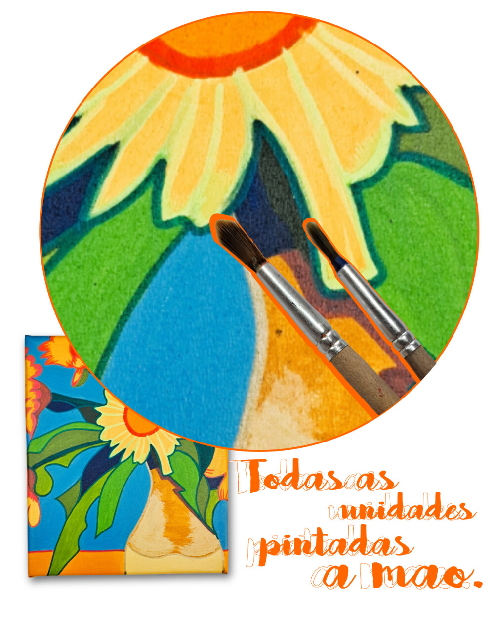 Quadro Decorativo em Acrílico Pintado a Mão Quadro Artesanal De