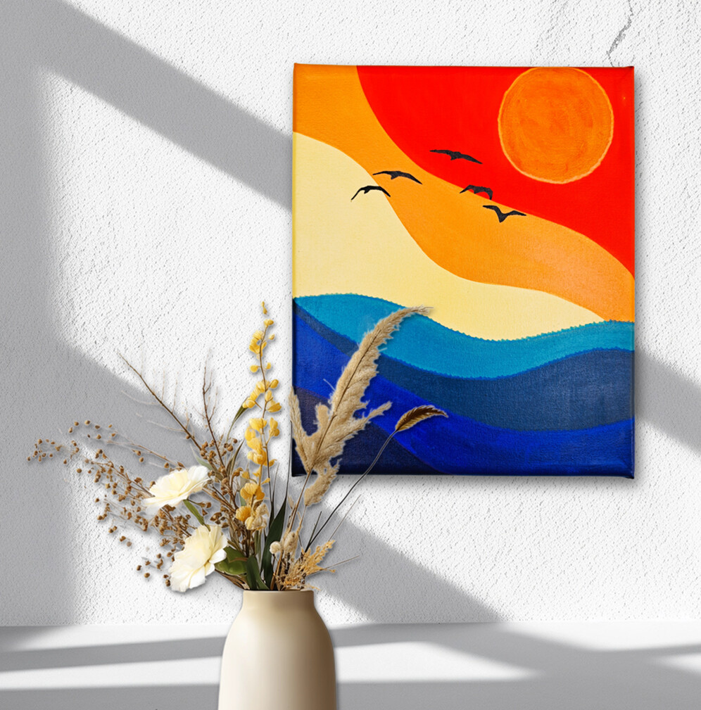Quadro Decorativo em Acrílico Pintado a Mão Quadro Artesanal Mi