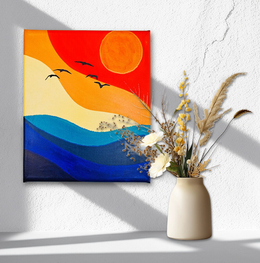 Quadro Decorativo em Acrílico Pintado a Mão Quadro Artesanal Mi