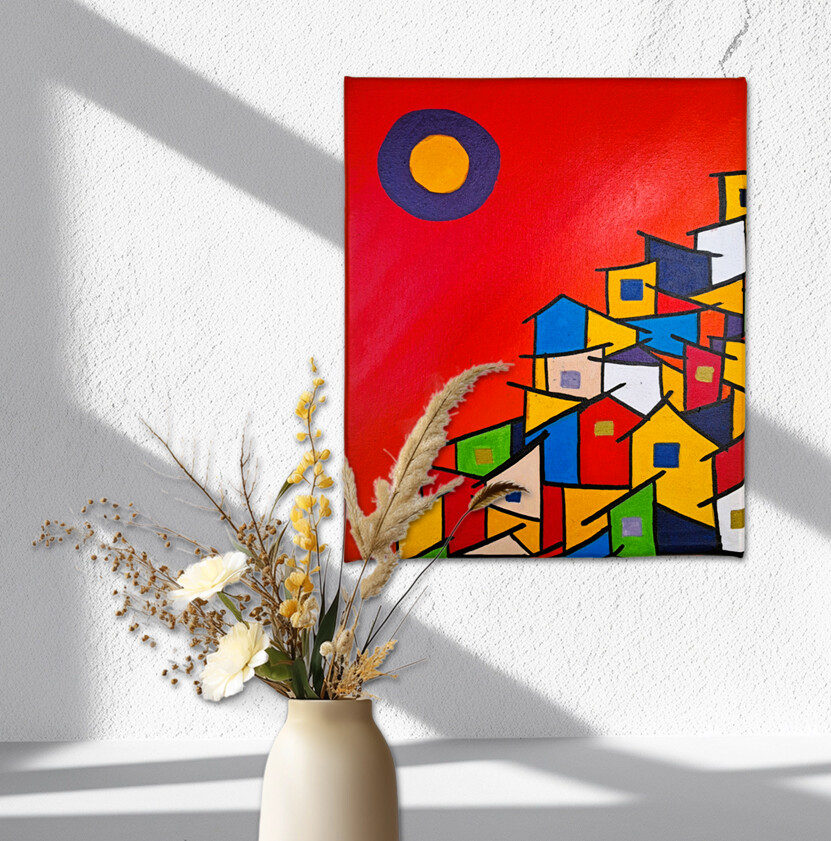 Quadro Decorativo em Acrílico Pintado a Mão Quadro Artesanal de