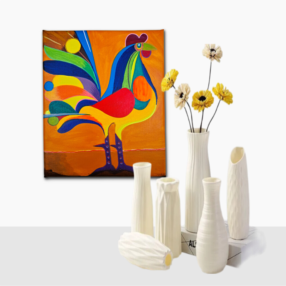 Quadro Decorativo em Acrílico Pintado a Mão Quadro Artesanal de