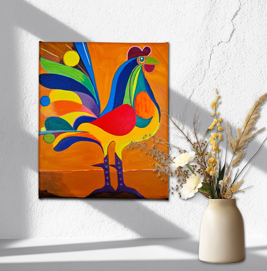 Quadro Decorativo em Acrílico Pintado a Mão Quadro Artesanal de