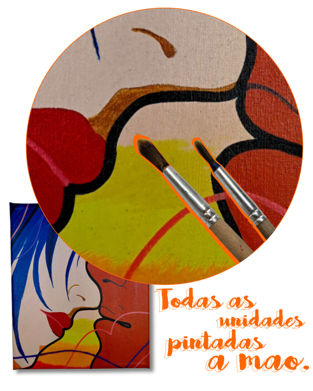 Quadro Decorativo em Acrílico Pintado a Mão Quadro Artesanal de