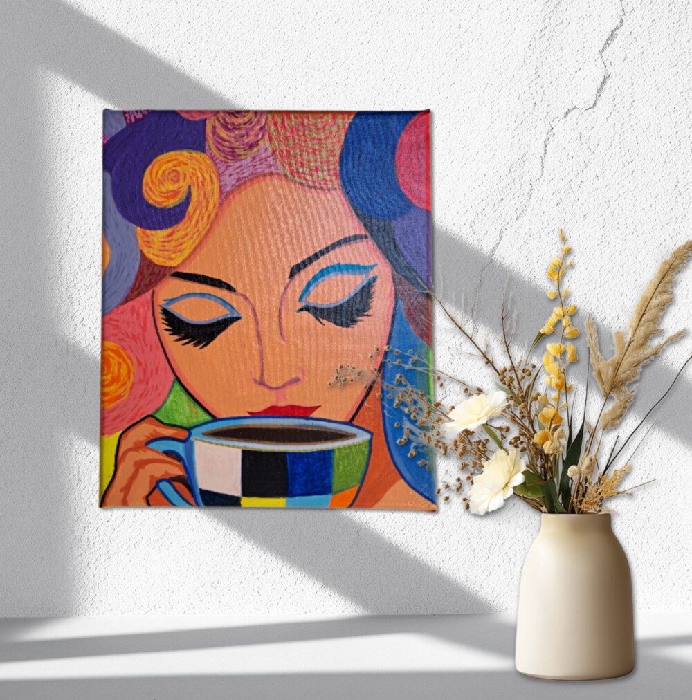 Quadro Decorativo em Acrílico Pintado a Mão Quadro Artesanal de