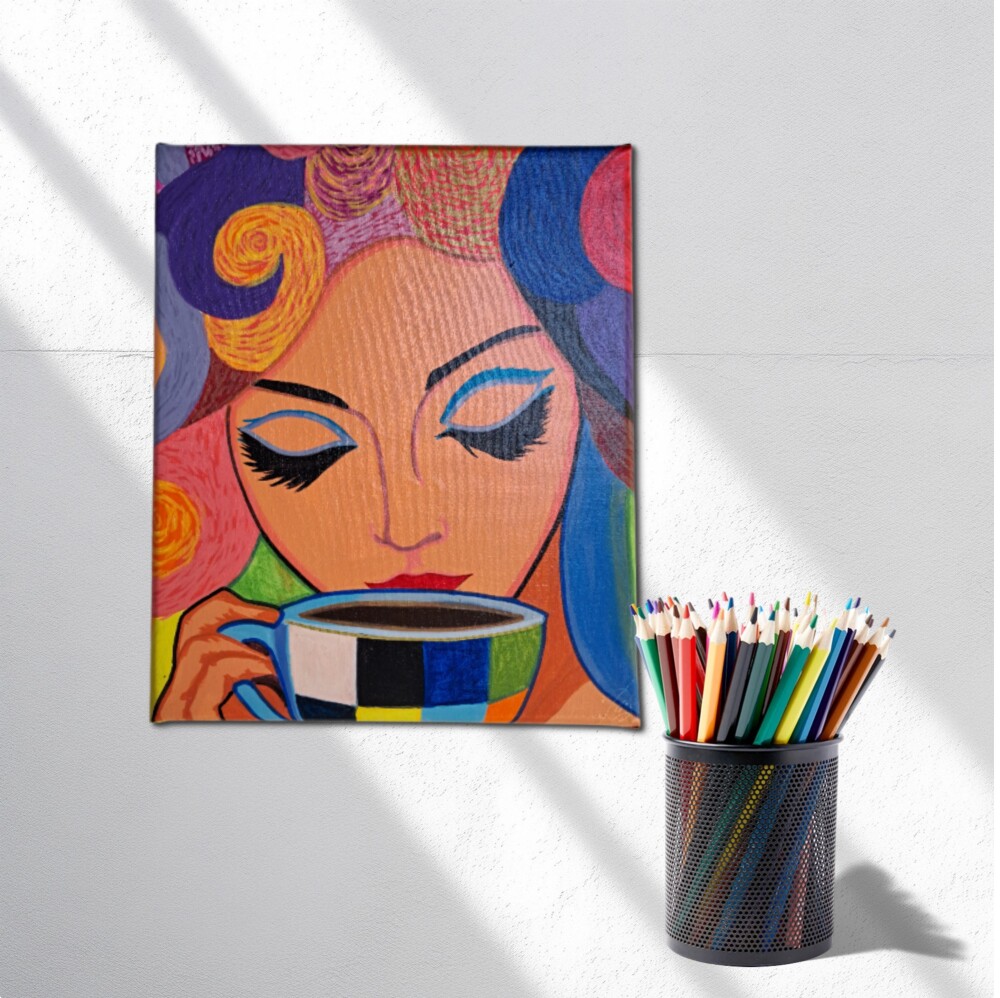 Quadro Decorativo em Acrílico Pintado a Mão Quadro Artesanal de