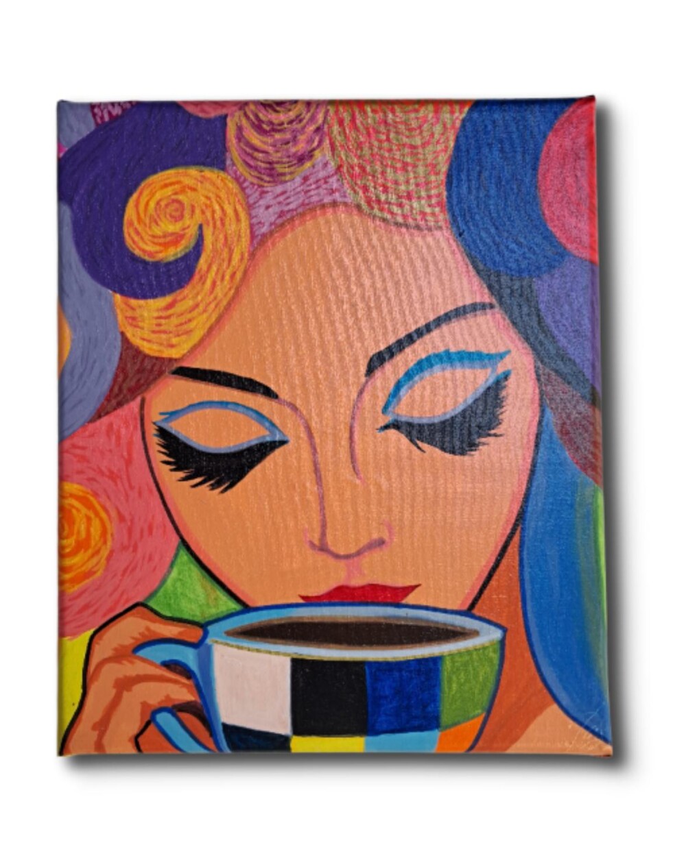 Quadro Decorativo em Acrílico Pintado a Mão Quadro Artesanal de