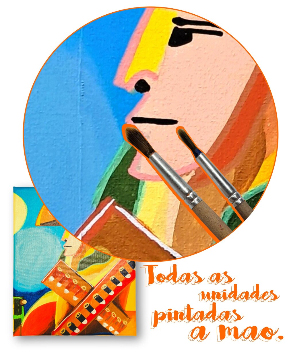 Quadro Decorativo em Acrílico Pintado a Mão Quadro Artesanal de