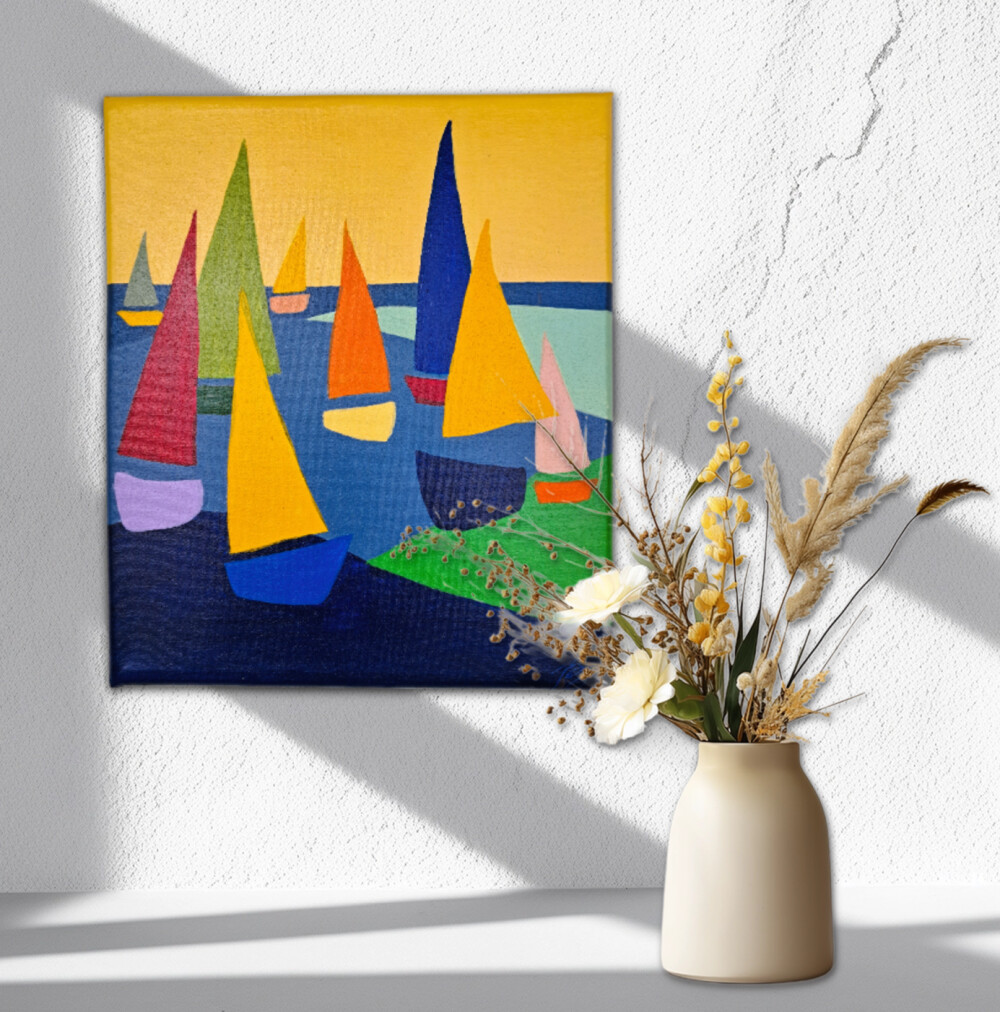 Quadro Decorativo em Acrílico Pintado a Mão Quadro Artesanal de