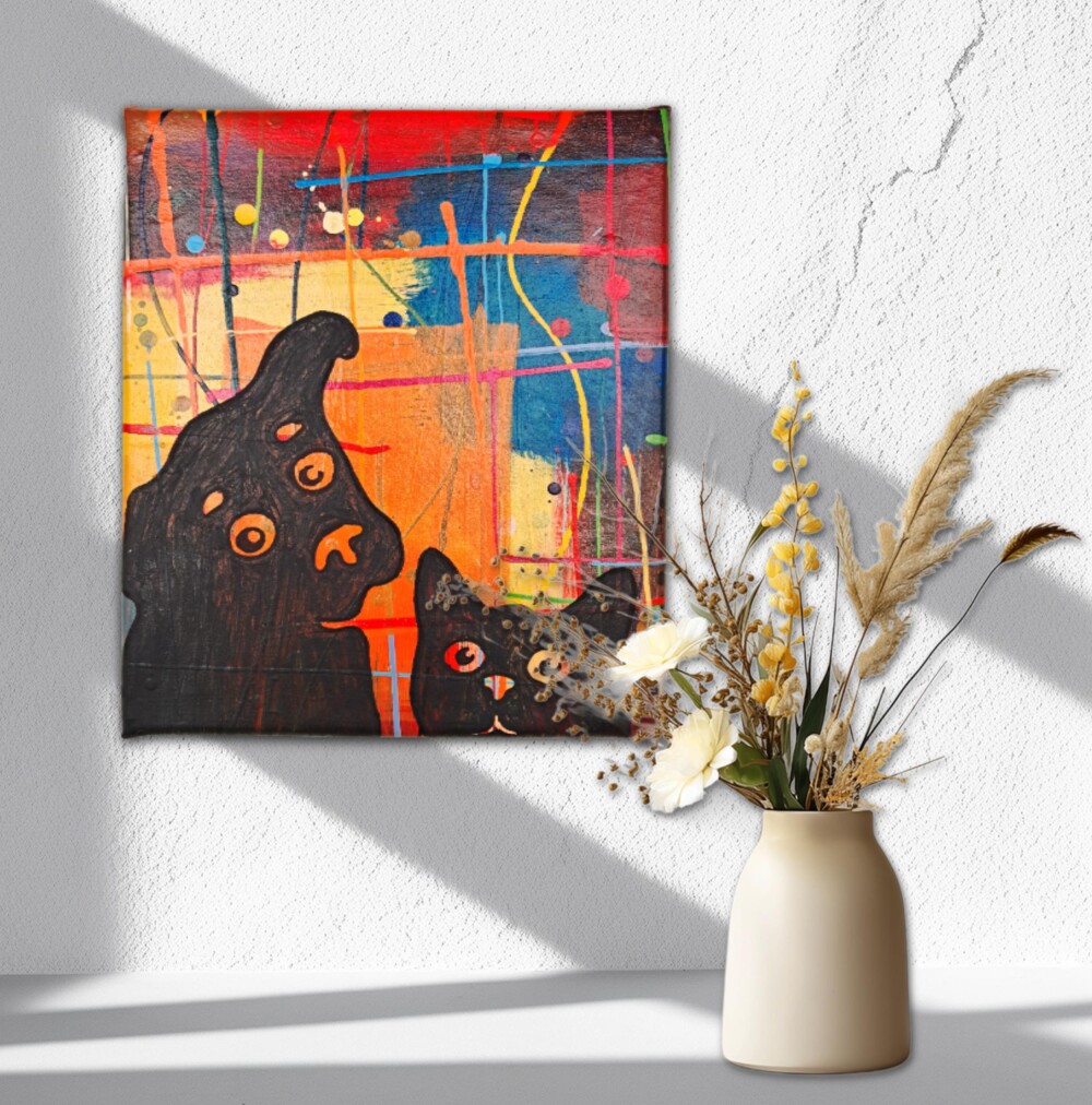 Quadro Decorativo em Acrílico Pintado a Mão Quadro Artesanal de