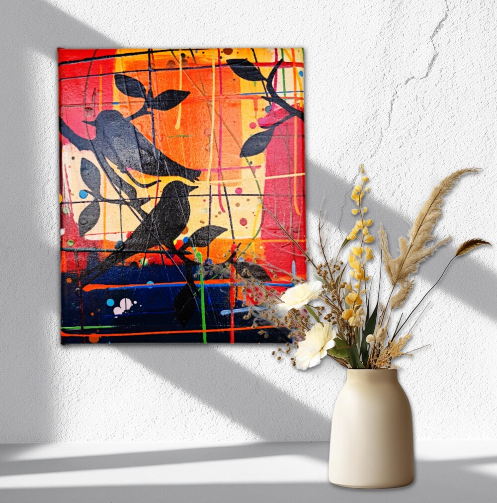 Quadro Decorativo em Acrílico Pintado a Mão Quadro Artesanal de