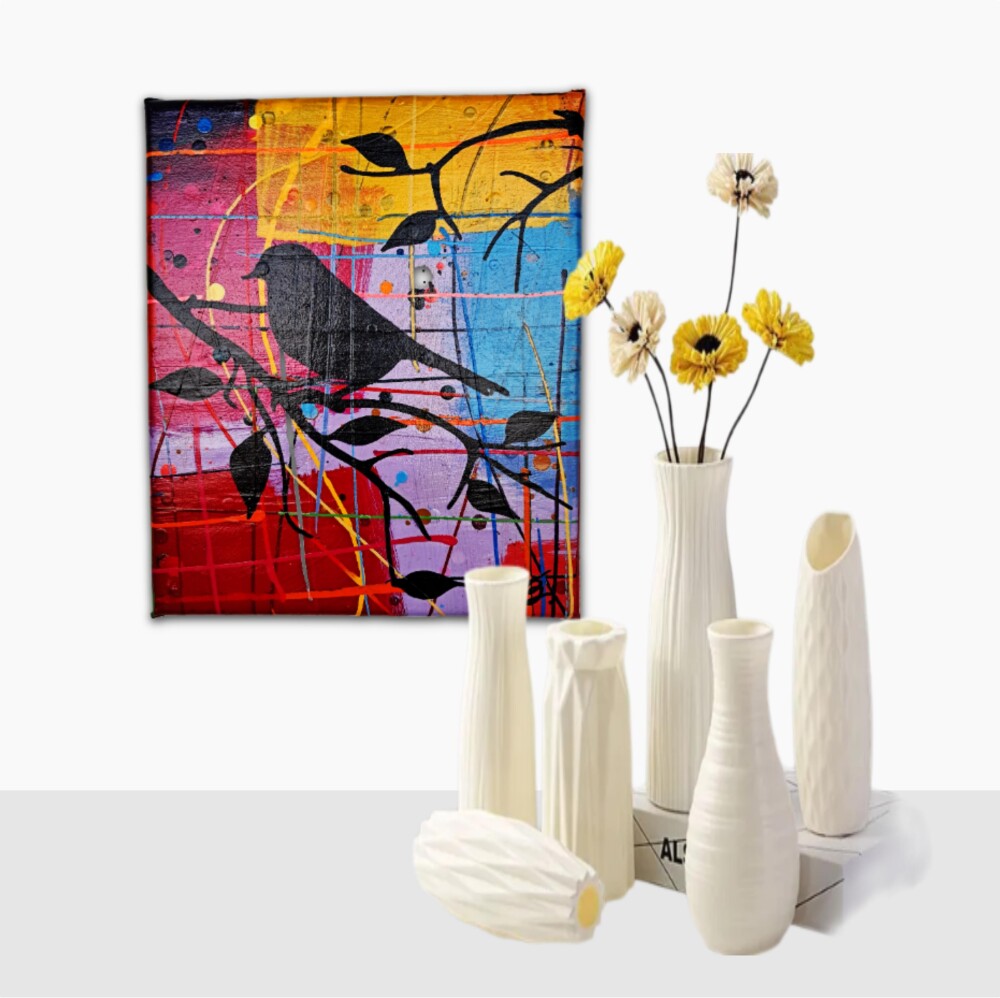 Quadro Decorativo em Acrílico Pintado a Mão Quadro Artesanal de
