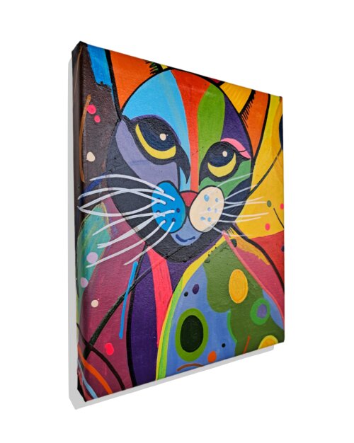 Mini Quadro com Gatinho Decorativo pintados a mão em acrílico