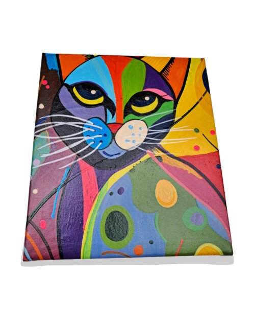 Mini Quadro com Gatinho Decorativo pintados a mão em acrílico