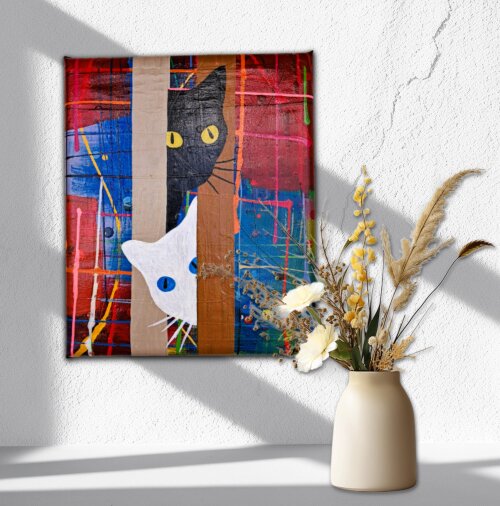 Quadro Decorativo em Acrílico Pintado a Mão para Decoração co