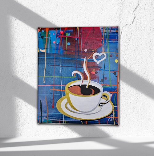 Quadro Decorativo em Acrílico Pintado a Mão para Cozinha Sala C