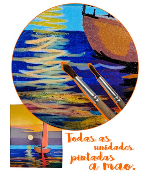 Mini Quadro de Barco a Vela pintado a mão em acrílico