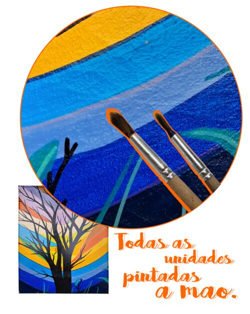 Quadro Decorativo em Acrílico Pintado a Mão Mini com Árvore Mo