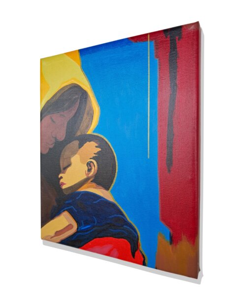 Quadro Decorativo em Acrílico Pintado a Mão Quadro com Mãe e F