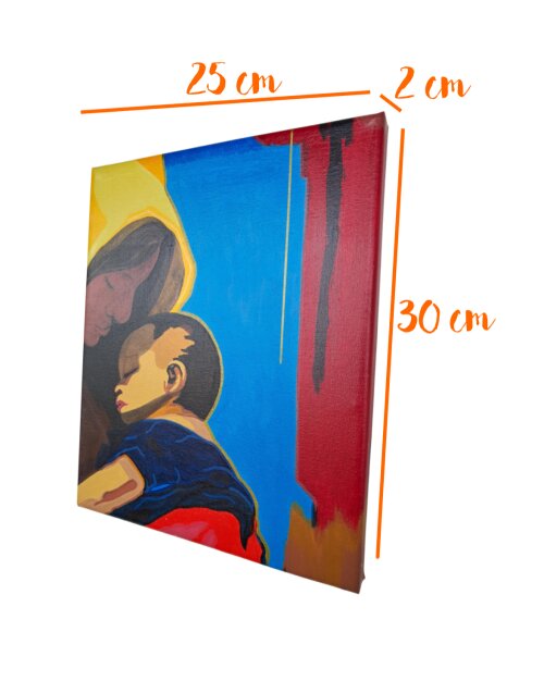 Quadro Decorativo em Acrílico Pintado a Mão Quadro com Mãe e F