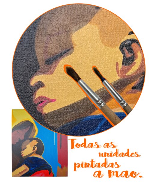 Quadro Decorativo em Acrílico Pintado a Mão Quadro com Mãe e F