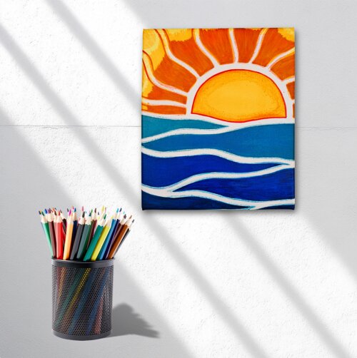 Quadro Decorativo em Acrílico Pintado a Mão Quadro Artesanal de