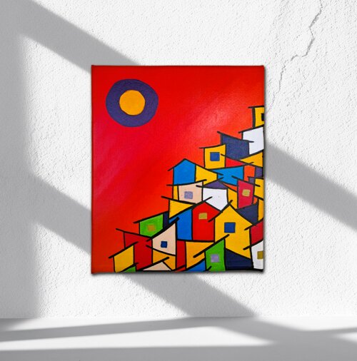 Quadro Decorativo em Acrílico Pintado a Mão Quadro Artesanal de