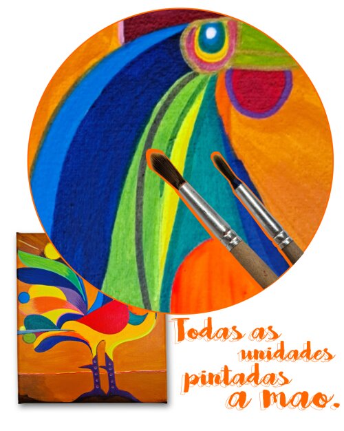 Quadro Decorativo em Acrílico Pintado a Mão Quadro Artesanal de