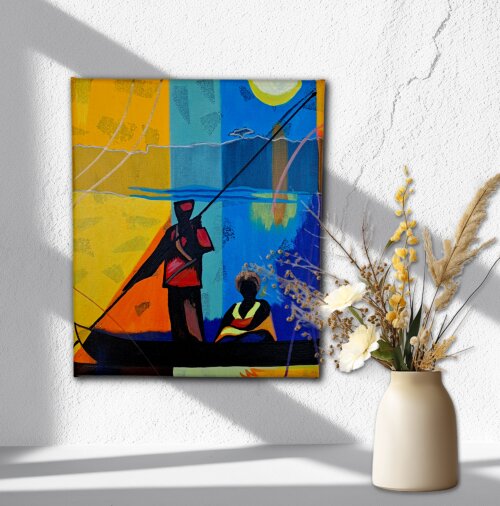Quadro Decorativo em Acrílico Pintado a Mão Quadro Artesanal de