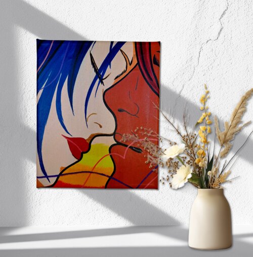 Quadro Decorativo em Acrílico Pintado a Mão Quadro Artesanal de