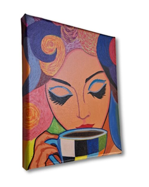 Quadro Decorativo em Acrílico Pintado a Mão Quadro Artesanal de