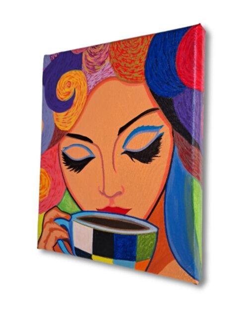 Quadro Decorativo em Acrílico Pintado a Mão Quadro Artesanal de