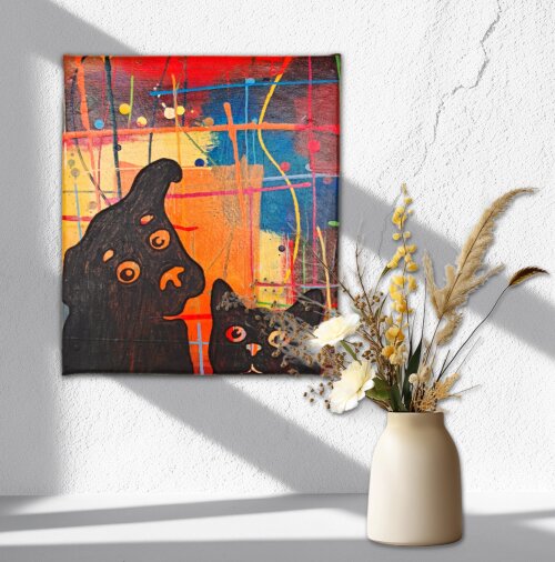 Quadro Decorativo em Acrílico Pintado a Mão Quadro Artesanal de