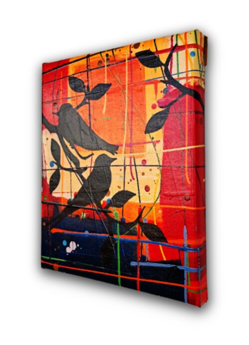 Quadro Decorativo em Acrílico Pintado a Mão Quadro Artesanal de