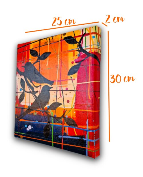 Quadro Decorativo em Acrílico Pintado a Mão Quadro Artesanal de