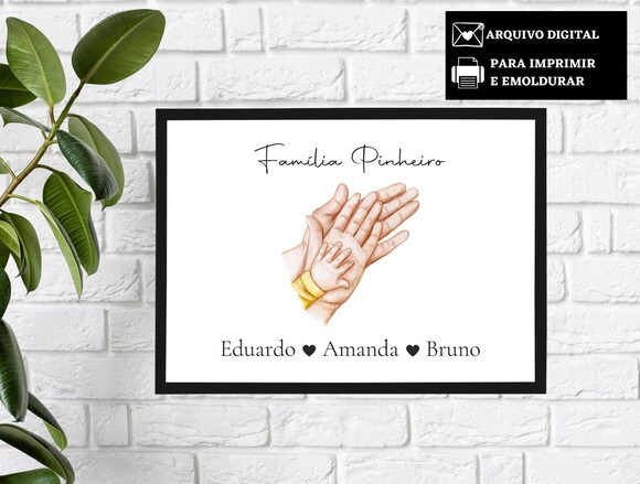 Arte Digital Quadro Família Pai Mãe Personalizado Presente
