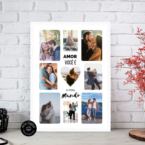 Arte Digital Quadro Personalizado Aniversário De Namoro Foto