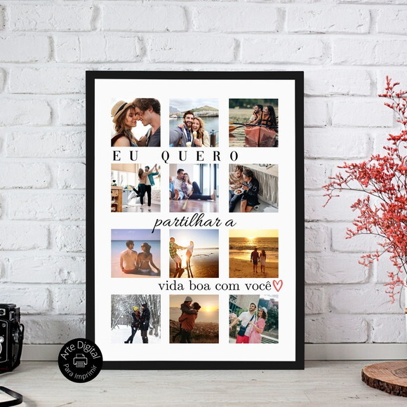 Arte Digital Quadro Personalizado Aniversário De Namoro Foto
