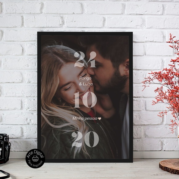 Arte Digital Quadro Personalizado Aniversário De Namoro Foto
