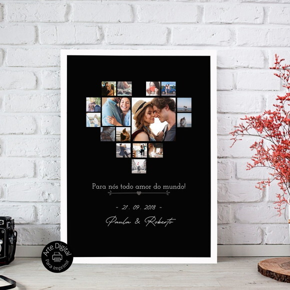 Arte Digital Quadro Personalizado Aniversário De Namoro Foto