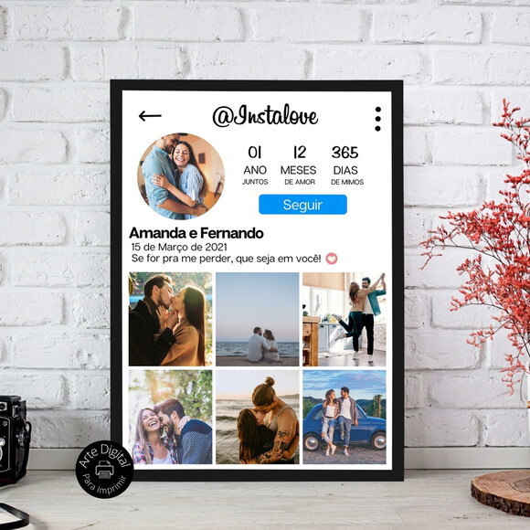 Arte Digital Quadro Personalizado Aniversário De Namoro Foto