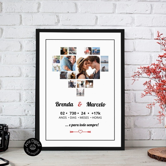 Arte Digital Quadro Personalizado Aniversário De Namoro Foto