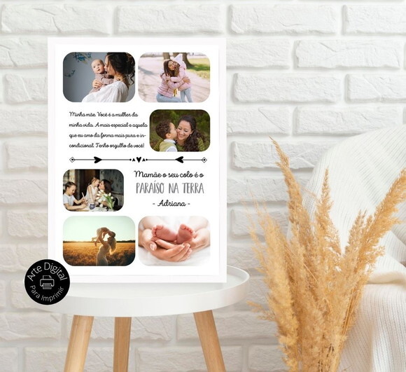 Arte Digital Quadro Personalizado Mãe Presente Dia Das Mães