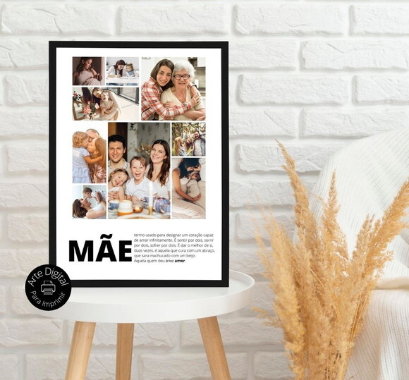 Arte Digital Quadro Personalizado Mãe Presente Dia Das Mães