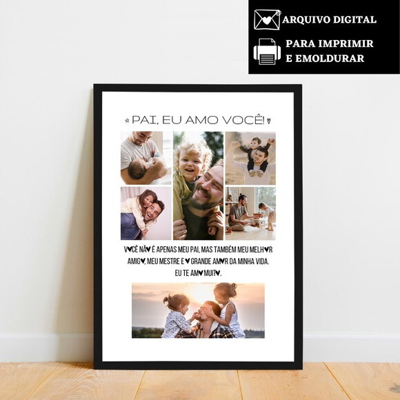 Arte Digital Quadro Personalizado Pai Presente Dia Dos Pais