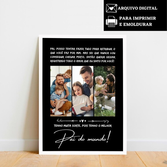 Arte Digital Quadro Personalizado Pai Presente Dia Dos Pais
