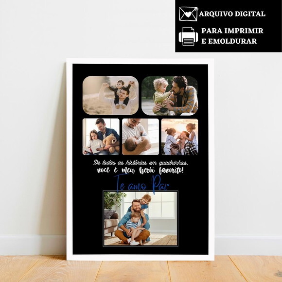 Arte Digital Quadro Personalizado Pai Presente Dia Dos Pais